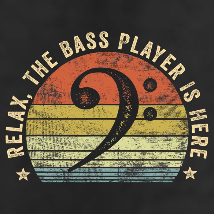 Relax The Bass Player Is Here Bassist Gifts Music Guitar 7 Panel Mesh Trucker Snapback Hat