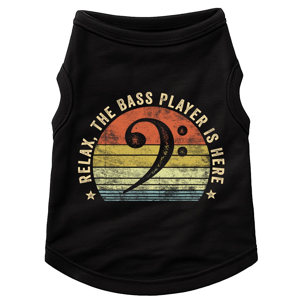 Relax The Bass Player Is Here Bassist Gifts Music Guitar Doggie Tank