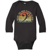 Relax The Bass Player Is Here Bassist Gifts Music Guitar Baby Long Sleeve Bodysuit