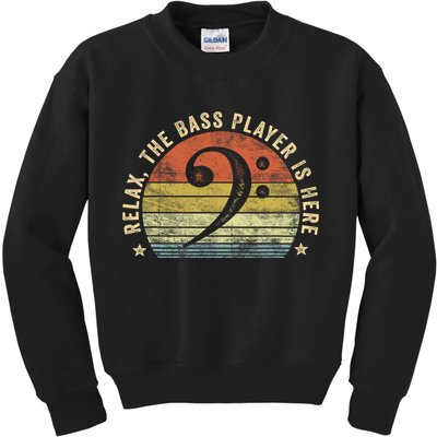 Relax The Bass Player Is Here Bassist Gifts Music Guitar Kids Sweatshirt