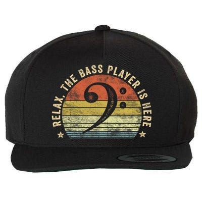 Relax The Bass Player Is Here Bassist Gifts Music Guitar Wool Snapback Cap