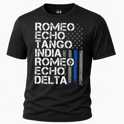 RETIRED Thin Blue Line Phonetic Code Police Retirement Performance Shirt
