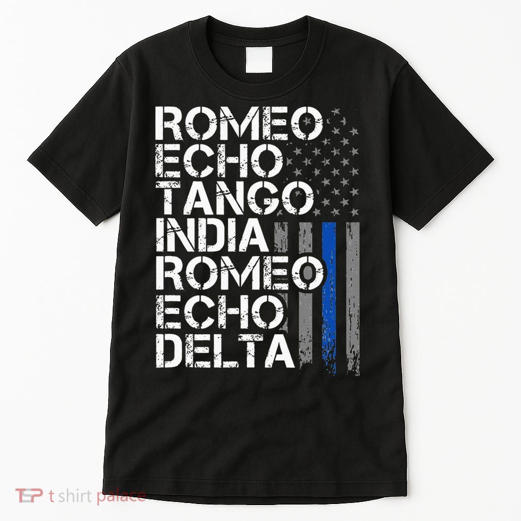 RETIRED Thin Blue Line Phonetic Code Police Retirement Tall T-Shirt