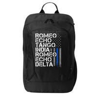 RETIRED Thin Blue Line Phonetic Code Police Retirement City Backpack