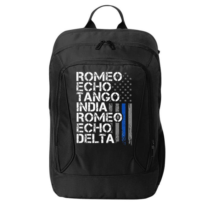 RETIRED Thin Blue Line Phonetic Code Police Retirement City Backpack