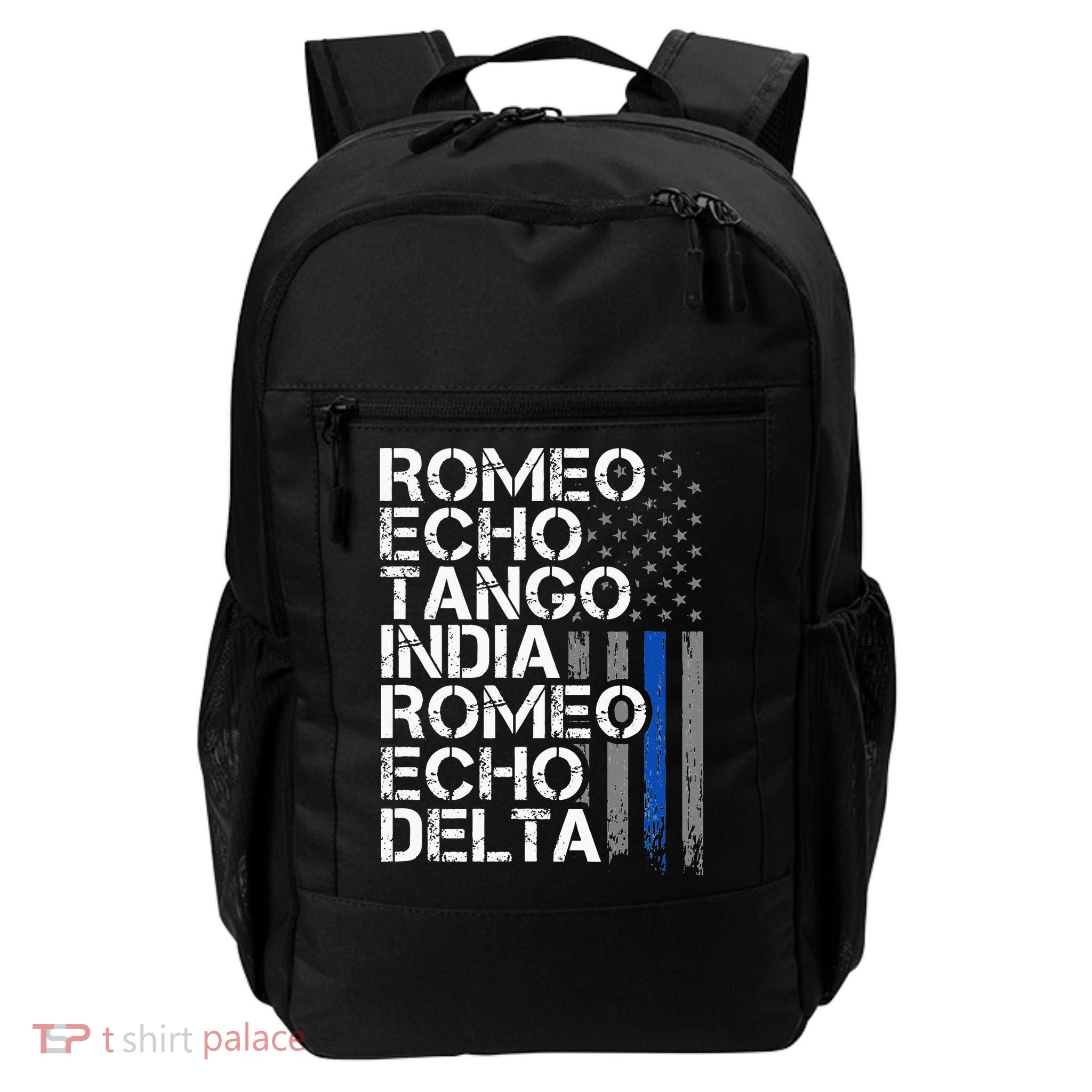 RETIRED Thin Blue Line Phonetic Code Police Retirement Backpack