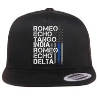 RETIRED Thin Blue Line Phonetic Code Police Retirement Flatbill Hat