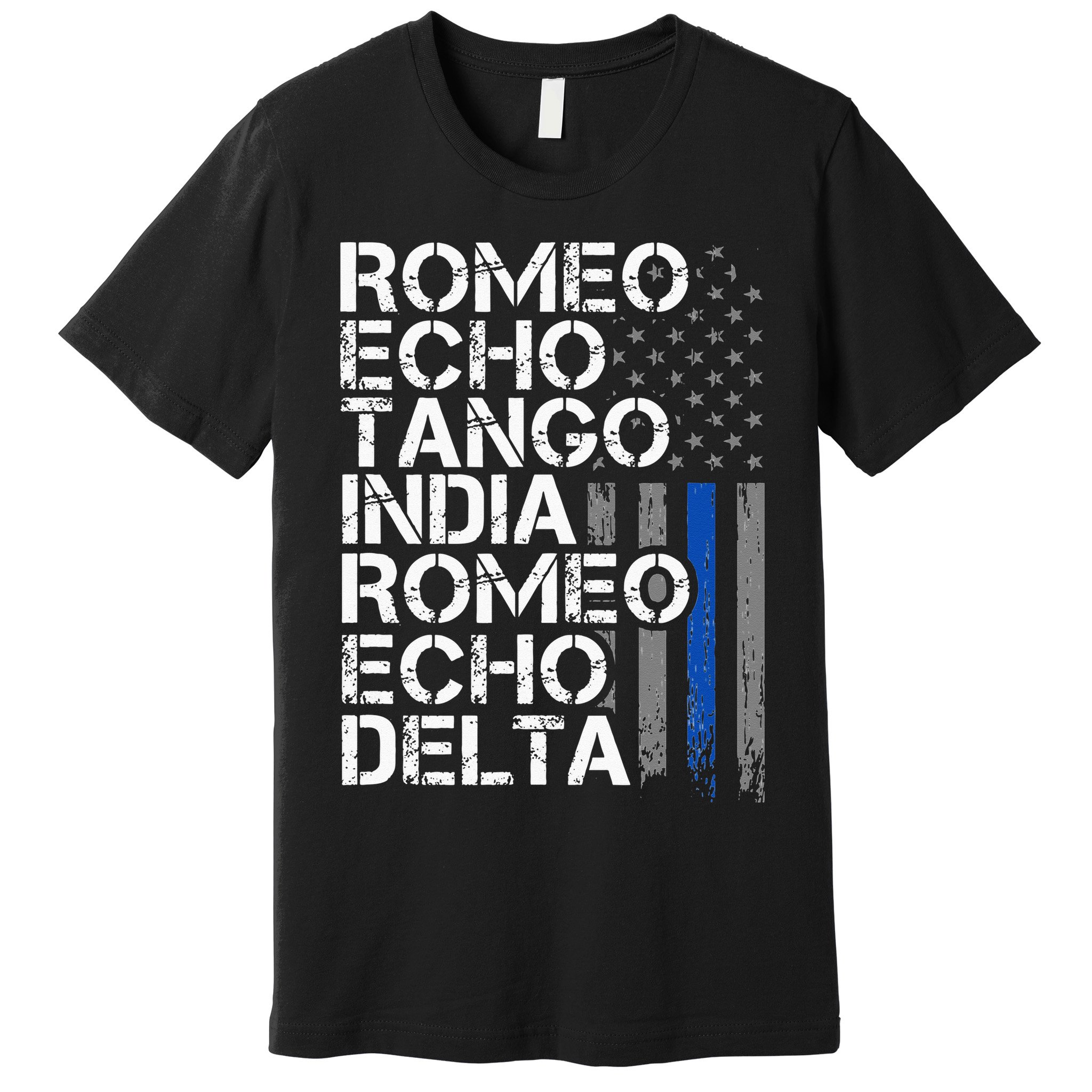 RETIRED Thin Blue Line Phonetic Code Police Retirement Premium T-Shirt
