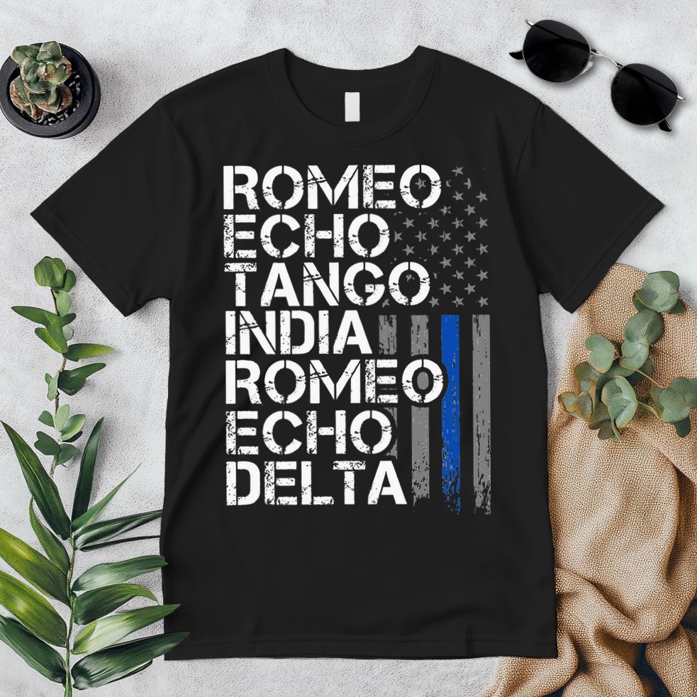 RETIRED Thin Blue Line Phonetic Code Police Retirement Premium T-Shirt