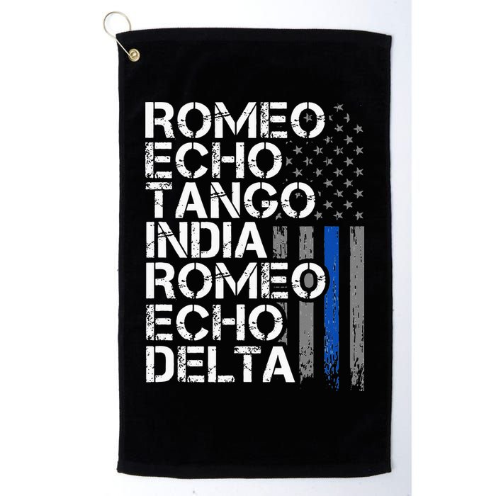 RETIRED Thin Blue Line Phonetic Code Police Retirement Golf Towel