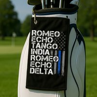 RETIRED Thin Blue Line Phonetic Code Police Retirement Golf Towel