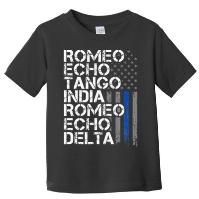 RETIRED Thin Blue Line Phonetic Code Police Retirement Toddler T-Shirt