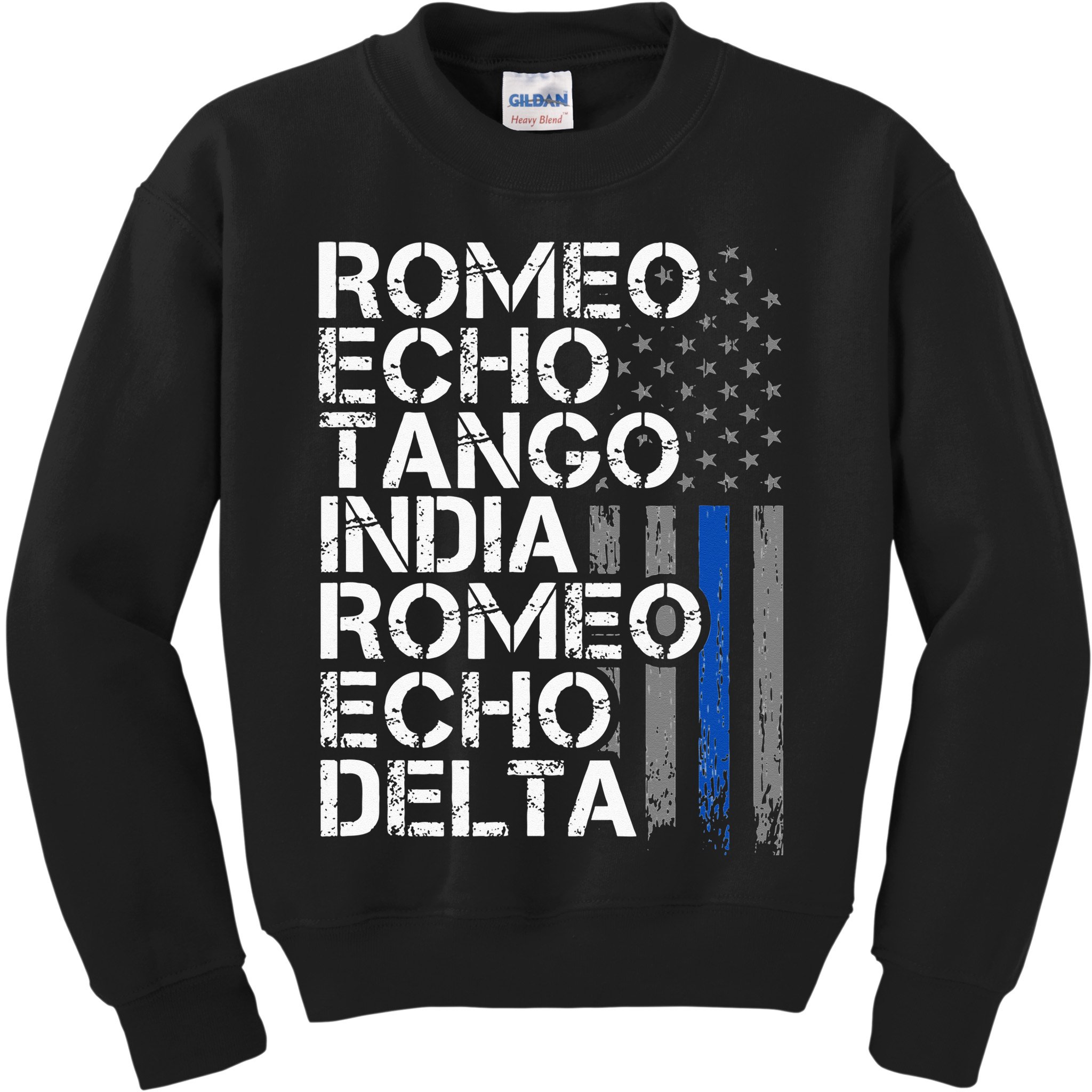RETIRED Thin Blue Line Phonetic Code Police Retirement Kids Sweatshirt