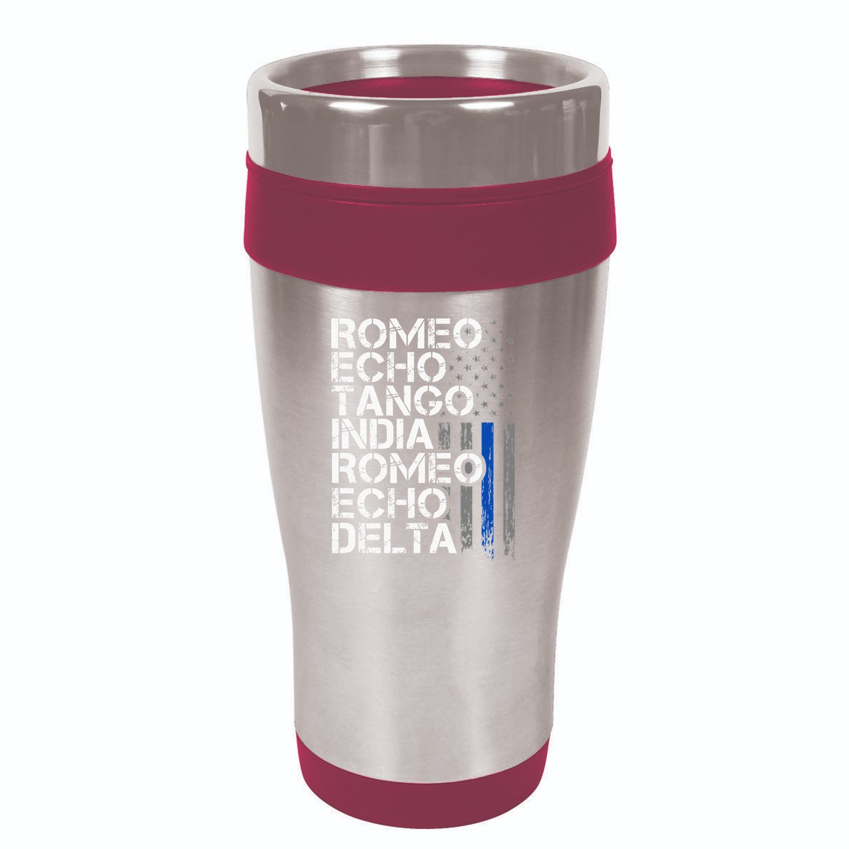 RETIRED Thin Blue Line Phonetic Code Police Retirement 16oz Travel Tumbler