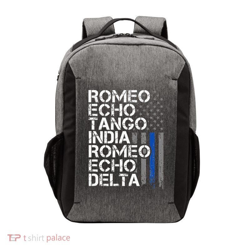 RETIRED Thin Blue Line Phonetic Code Police Retirement Vector Backpack