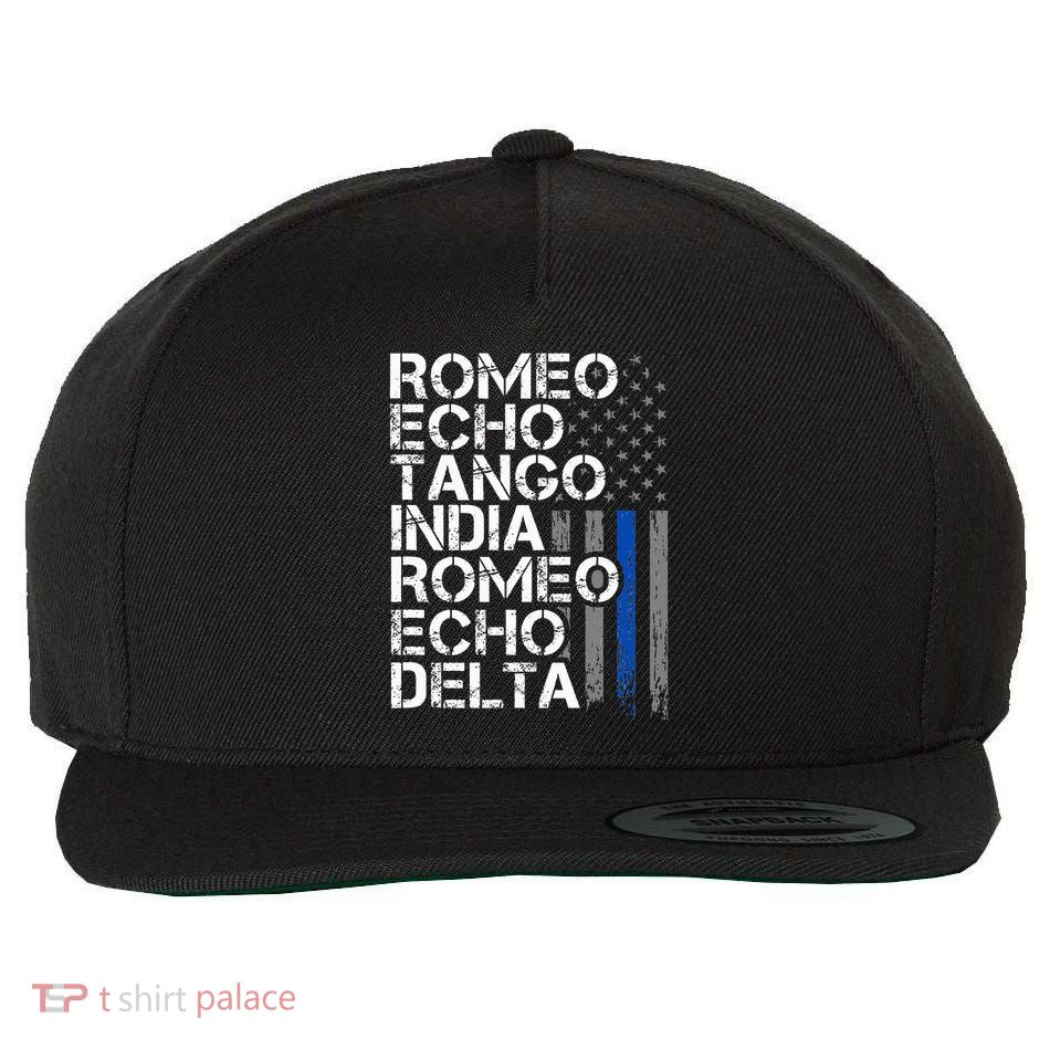 Retired Thin Blue Line Phonetic Code Police Retirement Wool Snapback Cap