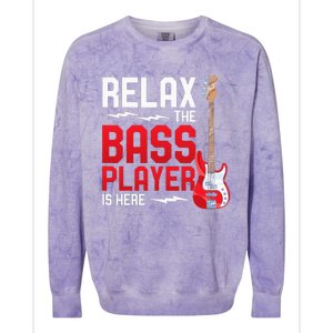 Relax The Bass Player Is Here Bass Guitar Colorblast Crewneck Sweatshirt