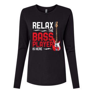 Relax The Bass Player Is Here Bass Guitar Womens Cotton Relaxed Long Sleeve T-Shirt