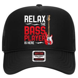 Relax The Bass Player Is Here Bass Guitar High Crown Mesh Back Trucker Hat