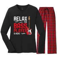 Relax The Bass Player Is Here Bass Guitar Women's Long Sleeve Flannel Pajama Set 