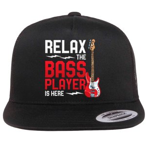 Relax The Bass Player Is Here Bass Guitar Flat Bill Trucker Hat