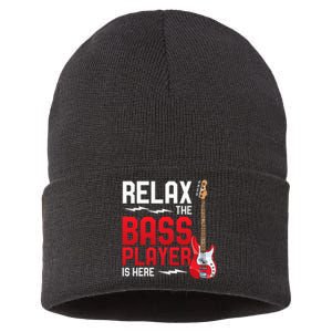 Relax The Bass Player Is Here Bass Guitar Sustainable Knit Beanie