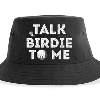 Retro Talk Birdie To Me Funny Golf Player Pun Golfer Sustainable Bucket Hat