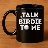 Retro Talk Birdie To Me Funny Golf Player Pun Golfer 11oz C Handle Ceramic Mug