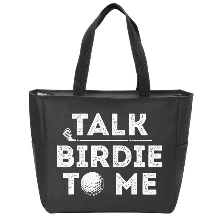 Retro Talk Birdie To Me Funny Golf Player Pun Golfer Zip Tote Bag