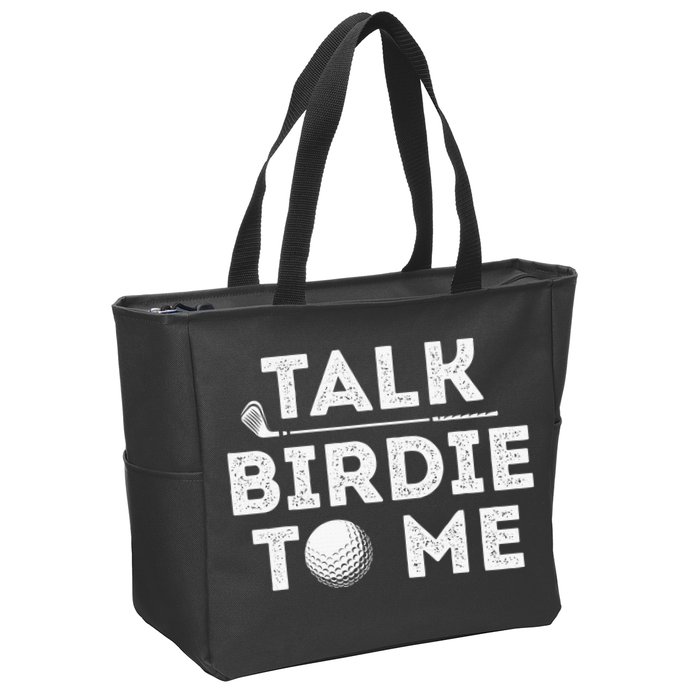 Retro Talk Birdie To Me Funny Golf Player Pun Golfer Zip Tote Bag
