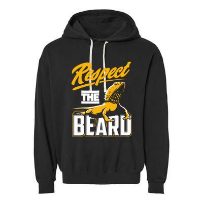 Respect The Beard Pogona & Bearded Dragon Garment-Dyed Fleece Hoodie