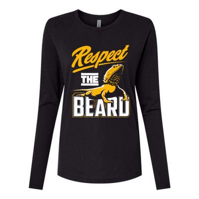 Respect The Beard Pogona & Bearded Dragon Womens Cotton Relaxed Long Sleeve T-Shirt