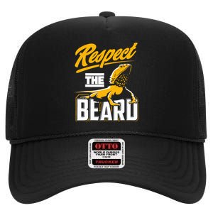 Respect The Beard Pogona & Bearded Dragon High Crown Mesh Back Trucker Hat