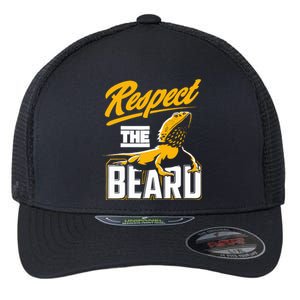 Respect The Beard Pogona & Bearded Dragon Flexfit Unipanel Trucker Cap