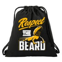 Respect The Beard Pogona & Bearded Dragon Drawstring Bag