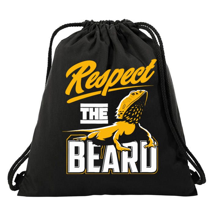 Respect The Beard Pogona & Bearded Dragon Drawstring Bag