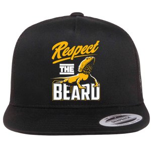 Respect The Beard Pogona & Bearded Dragon Flat Bill Trucker Hat