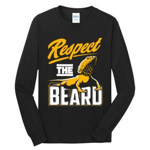 Respect The Beard Pogona & Bearded Dragon Tall Long Sleeve T-Shirt