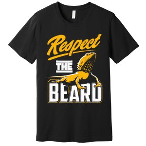 Respect The Beard Pogona & Bearded Dragon Premium T-Shirt