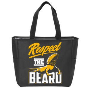 Respect The Beard Pogona & Bearded Dragon Zip Tote Bag