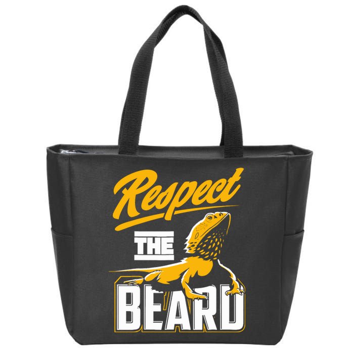 Respect The Beard Pogona & Bearded Dragon Zip Tote Bag