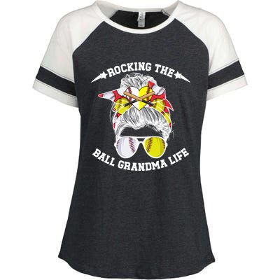 Rocking The Ball Grandma Life Softball Baseball Grandma Gift Enza Ladies Jersey Colorblock Tee