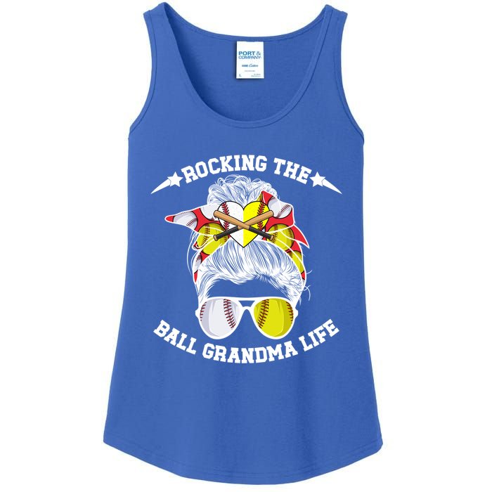 Rocking The Ball Grandma Life Softball Baseball Grandma Gift Ladies Essential Tank