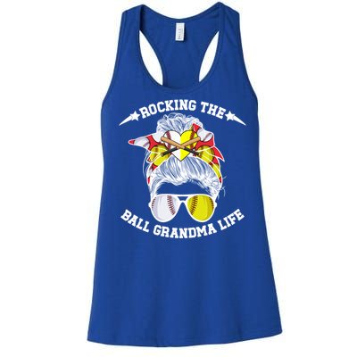 Rocking The Ball Grandma Life Softball Baseball Grandma Gift Women's Racerback Tank