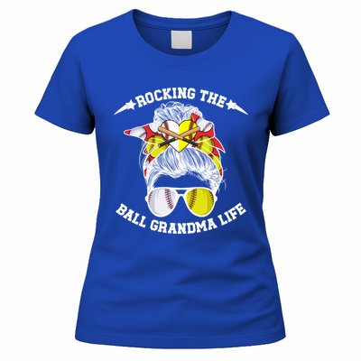 Rocking The Ball Grandma Life Softball Baseball Grandma Gift Women's T-Shirt