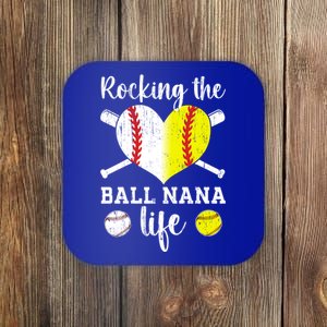 Rocking The Ball Nana Life Softball Baseball Nana Grandma Gift Coaster