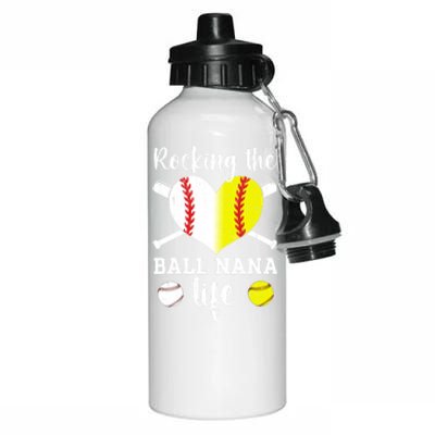 Rocking The Ball Nana Life Softball Baseball Nana Grandma Gift Aluminum Water Bottle