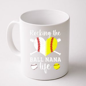 Rocking The Ball Nana Life Softball Baseball Nana Grandma Gift Coffee Mug