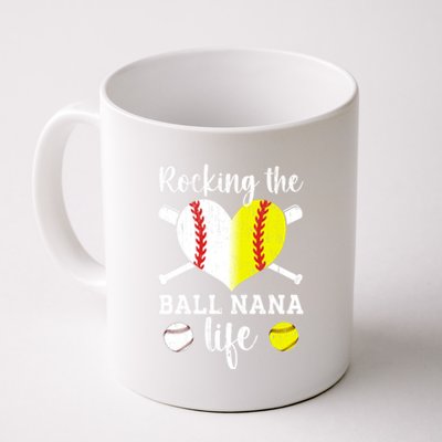 Rocking The Ball Nana Life Softball Baseball Nana Grandma Gift Coffee Mug