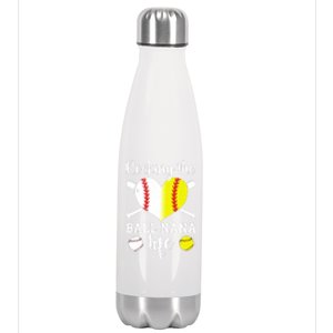 Rocking The Ball Nana Life Softball Baseball Nana Grandma Gift Stainless Steel Insulated Water Bottle